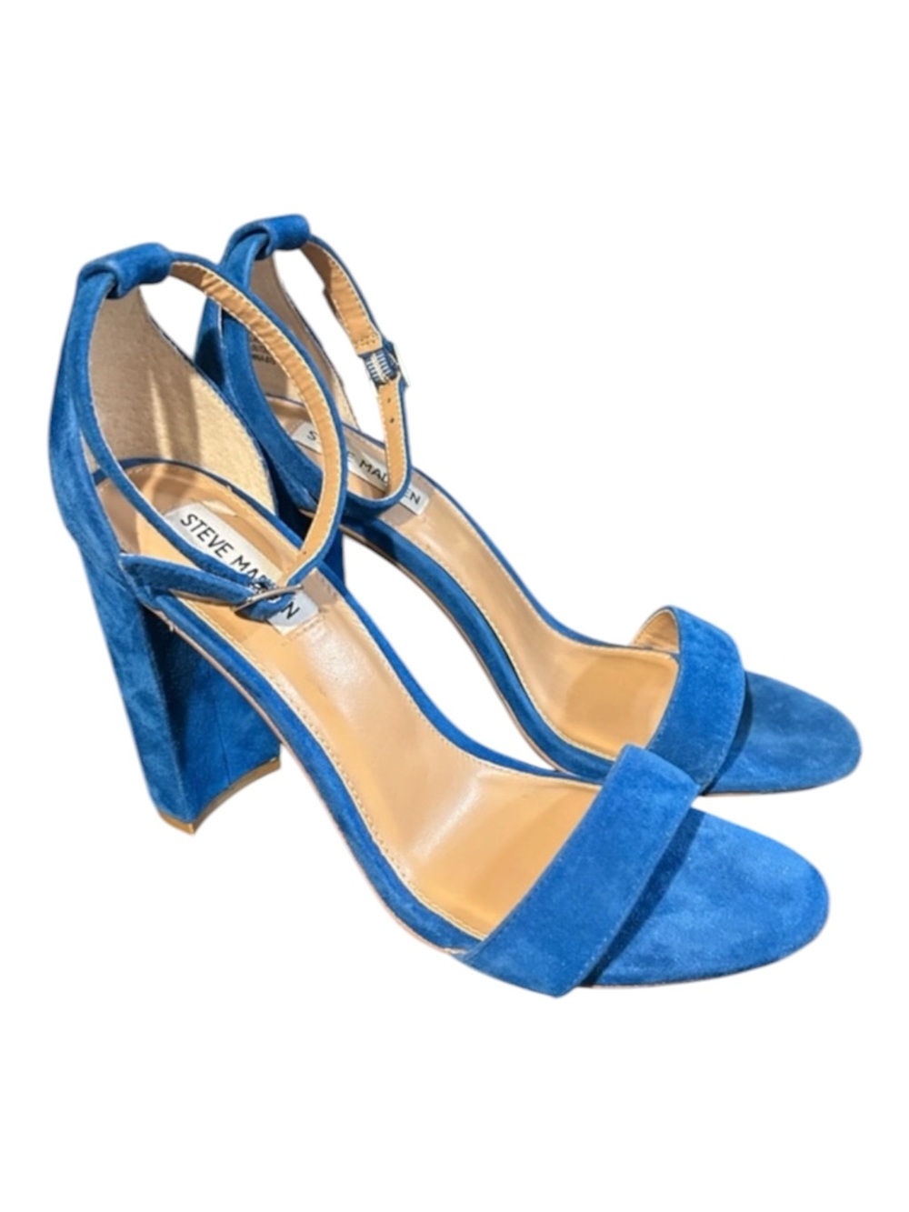 Steve Madden Carrson Sea Blue Suede Ankle Strap Sandals Size 9